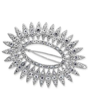 I.n.c. Silver-tone Crystal Oval Hair Barrette, Created For Macy's