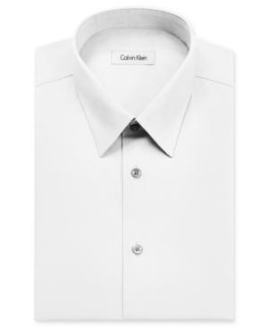 Calvin Klein Dress Shirt, White Textured Stretch Long Sleeve Shirt