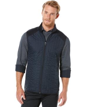 Perry Ellis Mixed-media Quilted Zip-front Vest