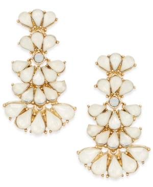 Inc International Gold-tone White Stone Layered Drop Earrings, Created For Macy's