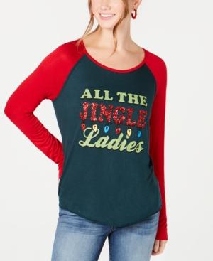 Rebellious One Juniors' All The Jingle Ladies Graphic Baseball T-shirt