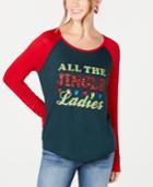 Rebellious One Juniors' All The Jingle Ladies Graphic Baseball T-shirt