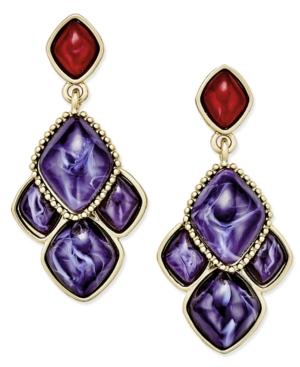 Charter Club Gold-tone Spiced Plum Drop Earrings, Only At Macy's
