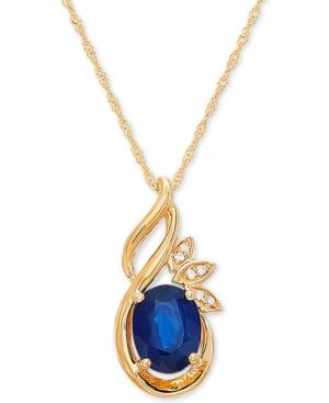 Sapphire (1-1/2 Ct T.w.) & Diamond Accent 18 Pendant In 14k Gold