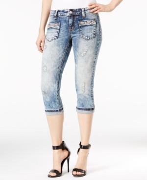 Miss Me Stonewashed Beaded Capri Jeans