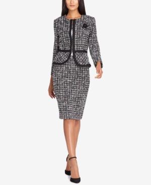 Tahari Asl Embellished Boucle Skirt Suit