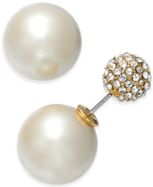 Kate Spade New York 14k Gold-plated Reversible Imitation Pearl And Fireball Stud Earrings