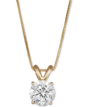 Macy's Star Signature Diamond Solitaire Pendant Necklace (1 Ct. T.w.) In 14k Gold Or White Gold