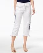 Style & Co Embroidered Drawstring Capri Pants, Created For Macy's