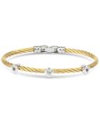 Charriol White Topaz Cable Bangle Bracelet (5/8 Ct. T.w.) In Sterling Silver & Gold-tone Pvd Stainless Steel