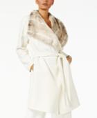 Alfani Belted Faux-fur-collar Coat, Created For Macy's