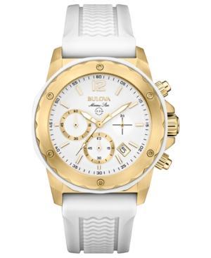 Bulova Women's Chronograph Marine Star White Silicone Strap Watch 36mm 98m117