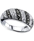 Unwritten Silver-tone Crystal And Marcasite Ring