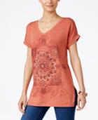 Style & Co. Graphic-print Short-sleeve Sweatshirt, Only At Macy's