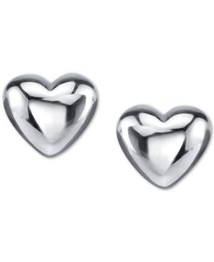 Unwritten Polished Heart Stud Earrings In Sterling Silver