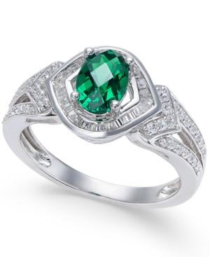 Emerald (1 Ct. T.w.) And Diamond (1/3 Ct. T.w.) Ring In 14k Gold