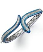 Town & Country Sterling Silver Bracelet, White Topaz (2 Ct. T.w.) And Enamel Snake Bangle