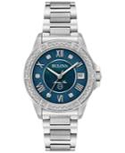 Bulova Women's Diamond Accent Marine Star Stainless Steel Bracelet Watch 32mm 96r215