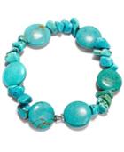 Manufactured Turquoise Chip Stretch Bracelet In Sterling Silver (65 Ct. T.w.)
