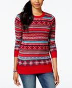 Cotton Emporium Juniors' Fair Isle Striped Pullover Sweater