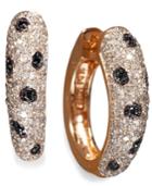 Effy Signature Black And White Diamond Panther Spot Hoop Earrings (3/4 Ct. T.w.) In 14k Rose Gold