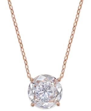 Danori Rose Gold-tone Round Crystal Pendant Necklace