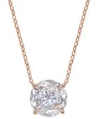Danori Rose Gold-tone Round Crystal Pendant Necklace