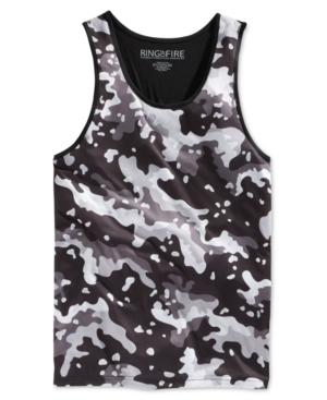 Ring Of Fire Men's Black And White Camouflage-print Tank