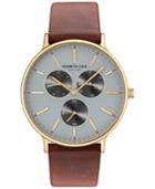 Kenneth Cole New York Men's Brown Leather Strap Watch 46mm Kc14946003