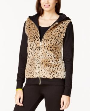Material Girl Juniors' Printed Faux-fur Hoodie, Only At Macy's