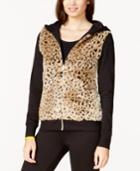 Material Girl Juniors' Printed Faux-fur Hoodie, Only At Macy's