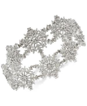 Holiday Lane Silver-tone Pave Snowflake Bangle Bracelet, Created For Macy's