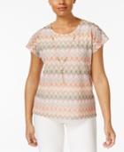 Alfred Dunner Petite Zigzag Top With Necklace