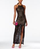 Teeze Me Juniors' Sequin Bodycon Gown With Side Slit