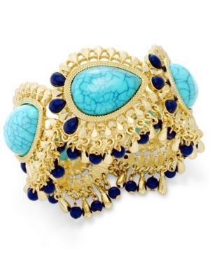 Thalia Sodi Gold-tone Blue Stone Peacock Stretch Bracelet, Only At Macy's