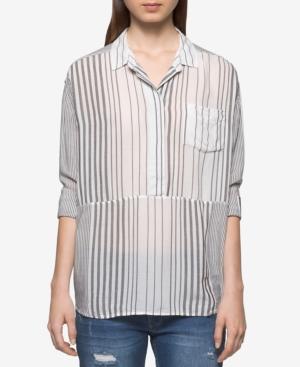Calvin Klein Jeans Striped Roll-tab Top