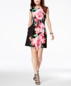 Vince Camuto Printed Cap-sleeve Fit & Flare Dress