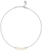 Majorica Silver-tone Imitation Pearl Choker Necklace