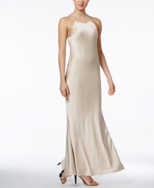 Calvin Klein Open-back Satin Gown