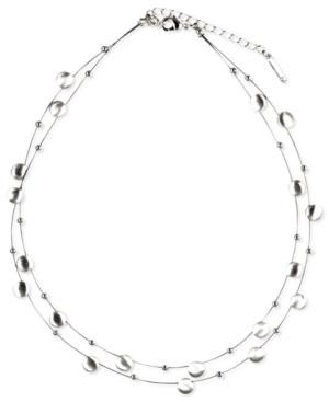 Nine West Necklace, Silver-tone Disc Two-row Necklace