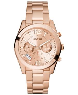 Fossil Women's Perfect Boyfriend Rose Gold-tone Stainless Steel Bracelet Watch 40mm Es3885