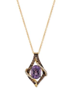 Le Vian Chocolatier Amethyst (1-3/8 Ct. T.w.) And Diamond (1/3 Ct. T.w.) Pendant Necklace In 14k Gold