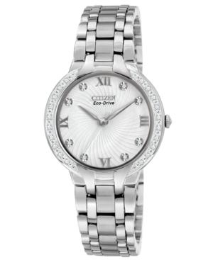 Citizen Watch, Women's Eco-drive Bella Diamond Accent Stainless Steel Bracelet 30mm Em0120-58a