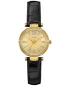 Guess Women's Park Ave South Black Leather Strap Watch 30mm U0838l1