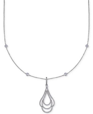Nina Silver-tone Pave Crystal Swirl Station Necklace