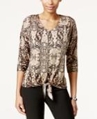 Ny Collection Paisley Tie-front Top