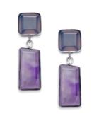 Paul & Pitu Naturally Silver-tone Purple Semi Precious Stone Drop Earrings