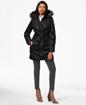 Via Spiga Faux-fur-trim Down Puffer Coat