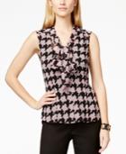 Tahari Asl Tie-neck Houndstooth-print Top