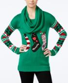 Planet Gold Juniors' Stockings Holiday Sweater With Scarf